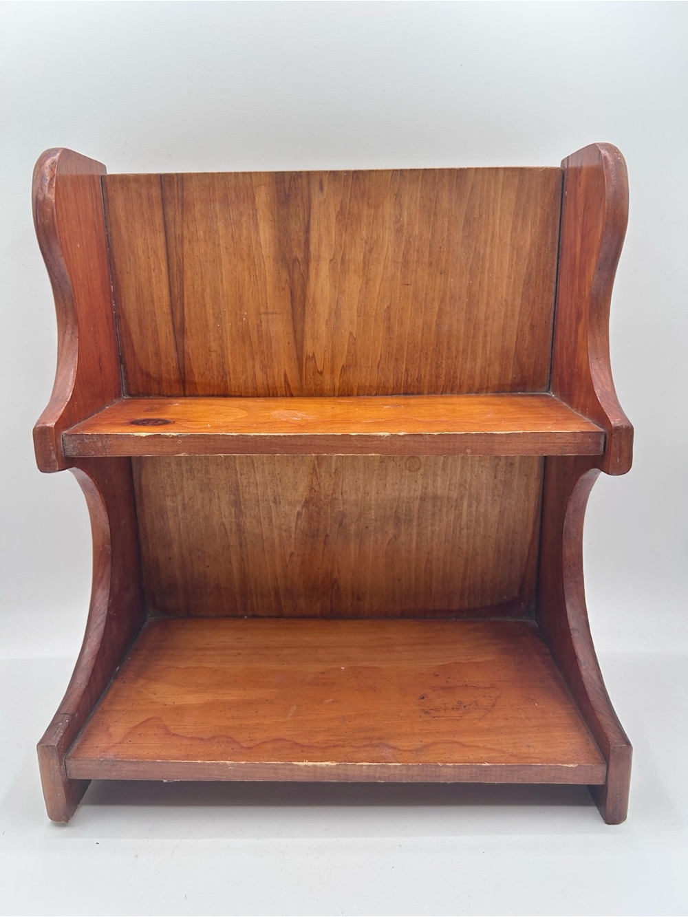 Vintage Wooden 2 Tier Knick Knack Shelf Primitive Decor Free Standing 12.25"